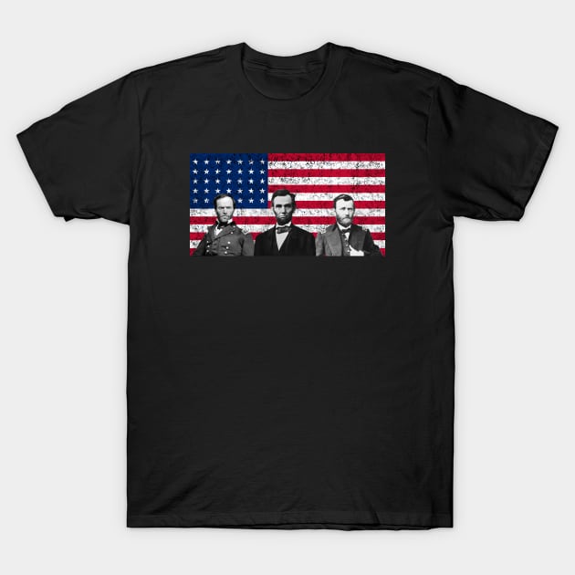 Sherman - Lincoln - Grant - US Flag T-Shirt by warishellstore